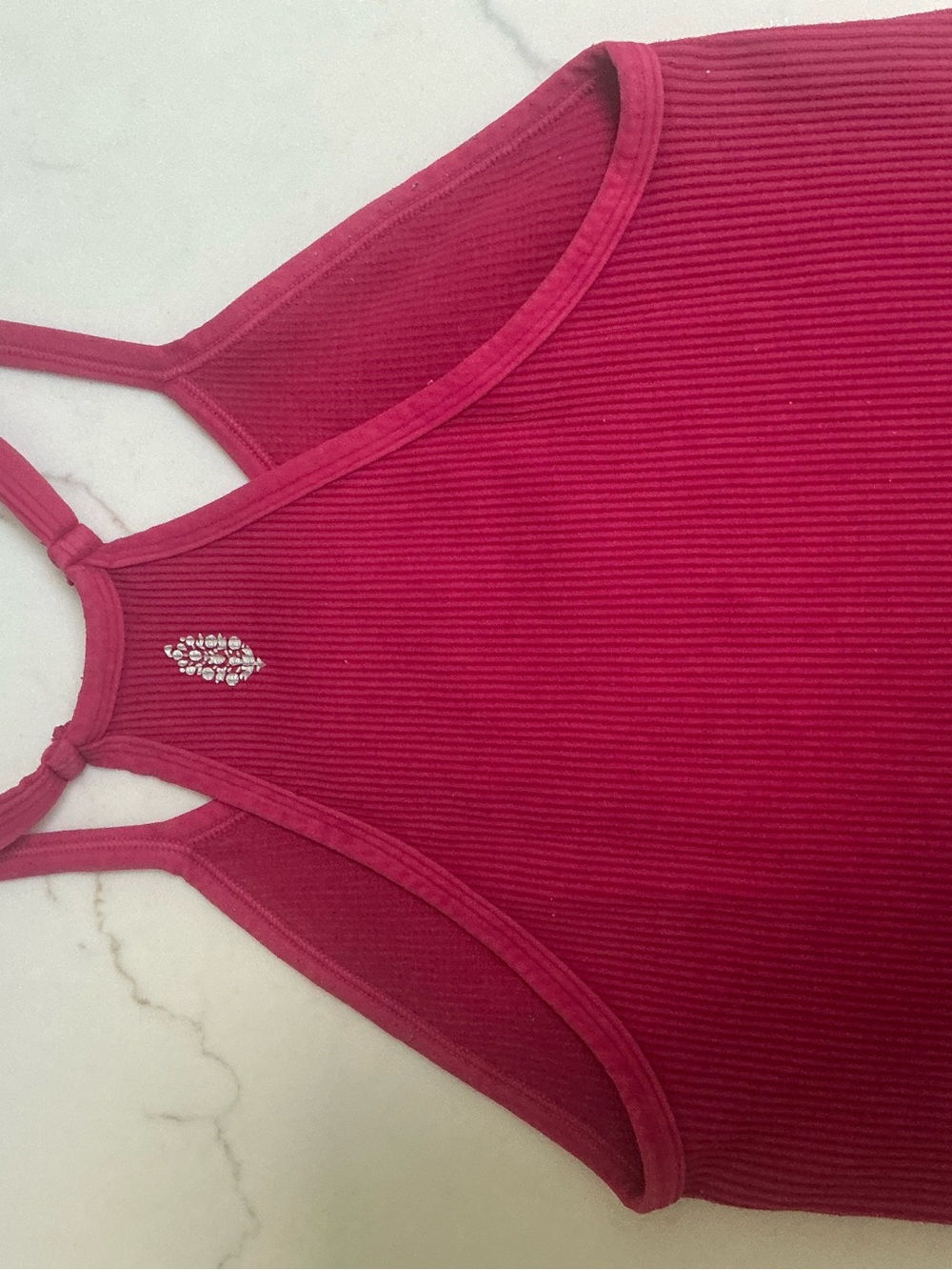 FP Movement by Free People Ribbed Racerback Crop Tank in Raspberry - Picture 2 of 3
